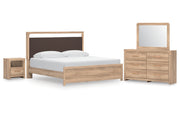 Kinlanni King Upholstered Platform Bed, Dresser, Mirror and Nightstand