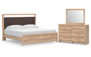 Kinlanni King Upholstered Platform Bed, Dresser and Mirror