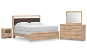 Kinlanni King Upholstered Panel Bed, Dresser, Mirror and Nightstand