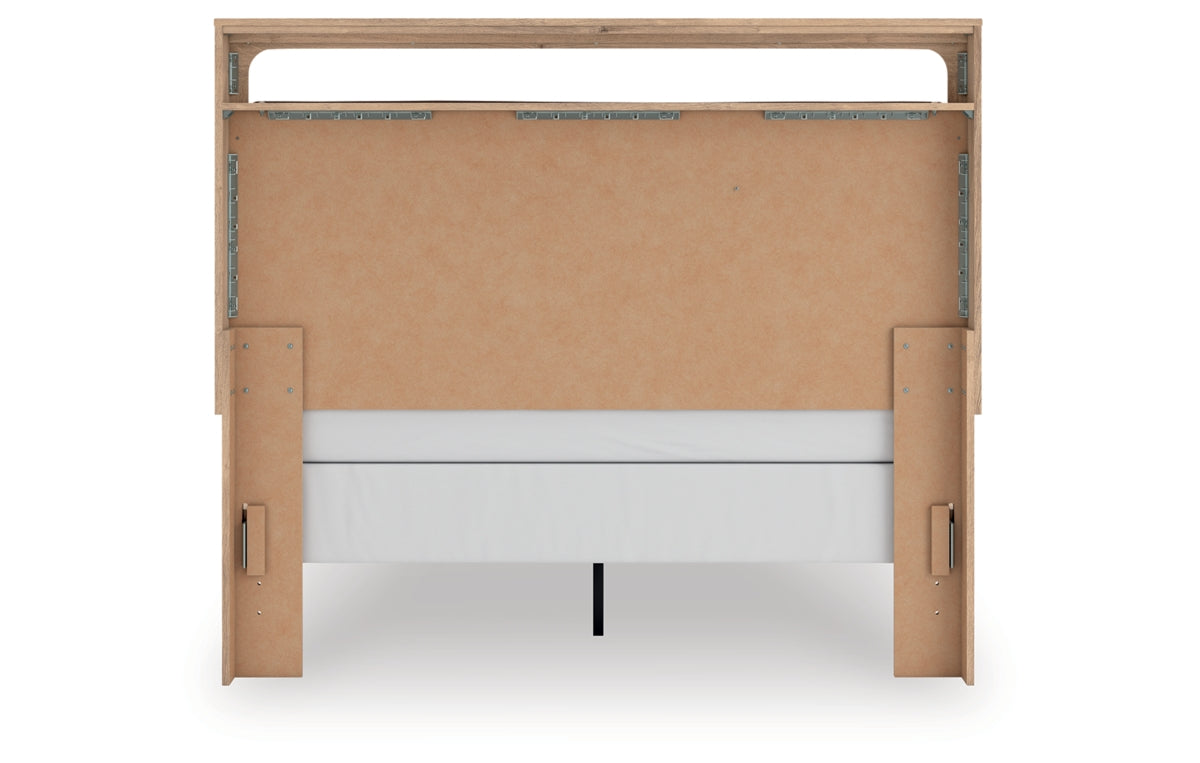 Kinlanni Queen Upholstered Panel Bed, Dresser, Mirror and Nightstand
