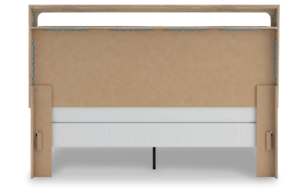 Kinlanni King Upholstered Panel Bed, Dresser, Mirror and Nightstand