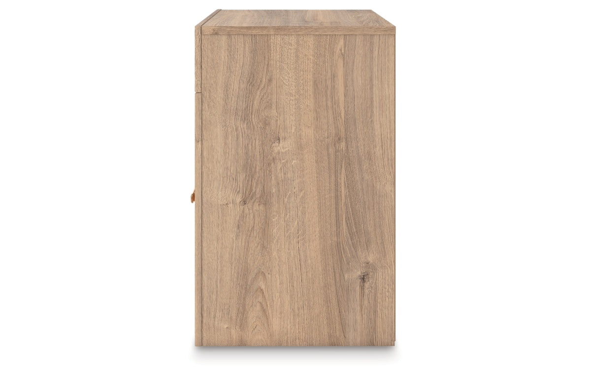 Kinlanni King Upholstered Panel Bed, Dresser, Mirror and Nightstand