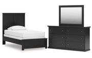 Maribel Twin Panel Bed with Mirrored Dresser