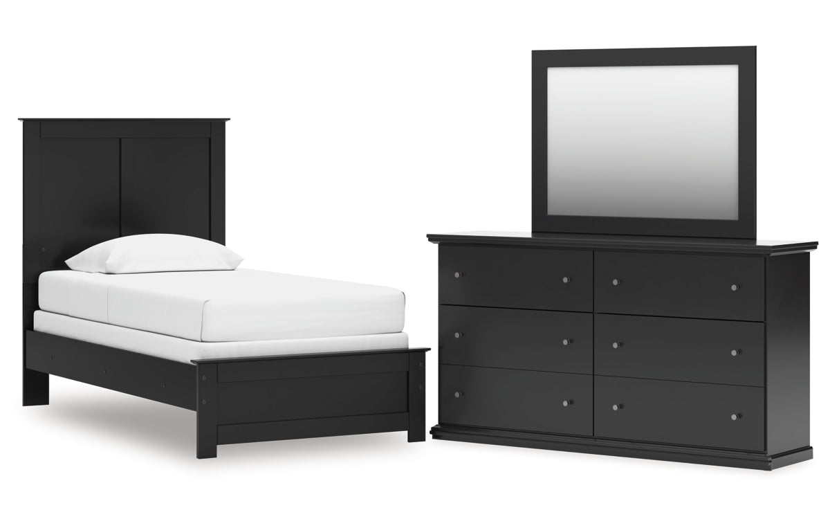 Maribel Twin Panel Bed, Dresser and Mirror