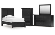 Maribel Twin Panel Bed with Mirrored Dresser and Chest