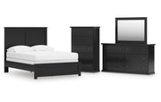 Maribel Full Panel Bed with Mirrored Dresser and Chest