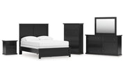 Maribel Full Panel Bed with Mirrored Dresser, Chest and Nightstand