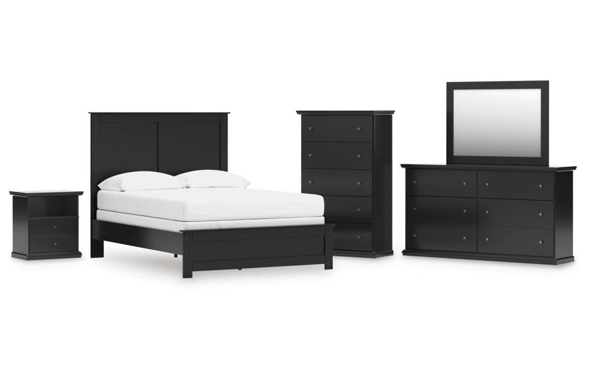 Maribel Full Panel Bed, Dresser, Mirror, Chest and Nightstand
