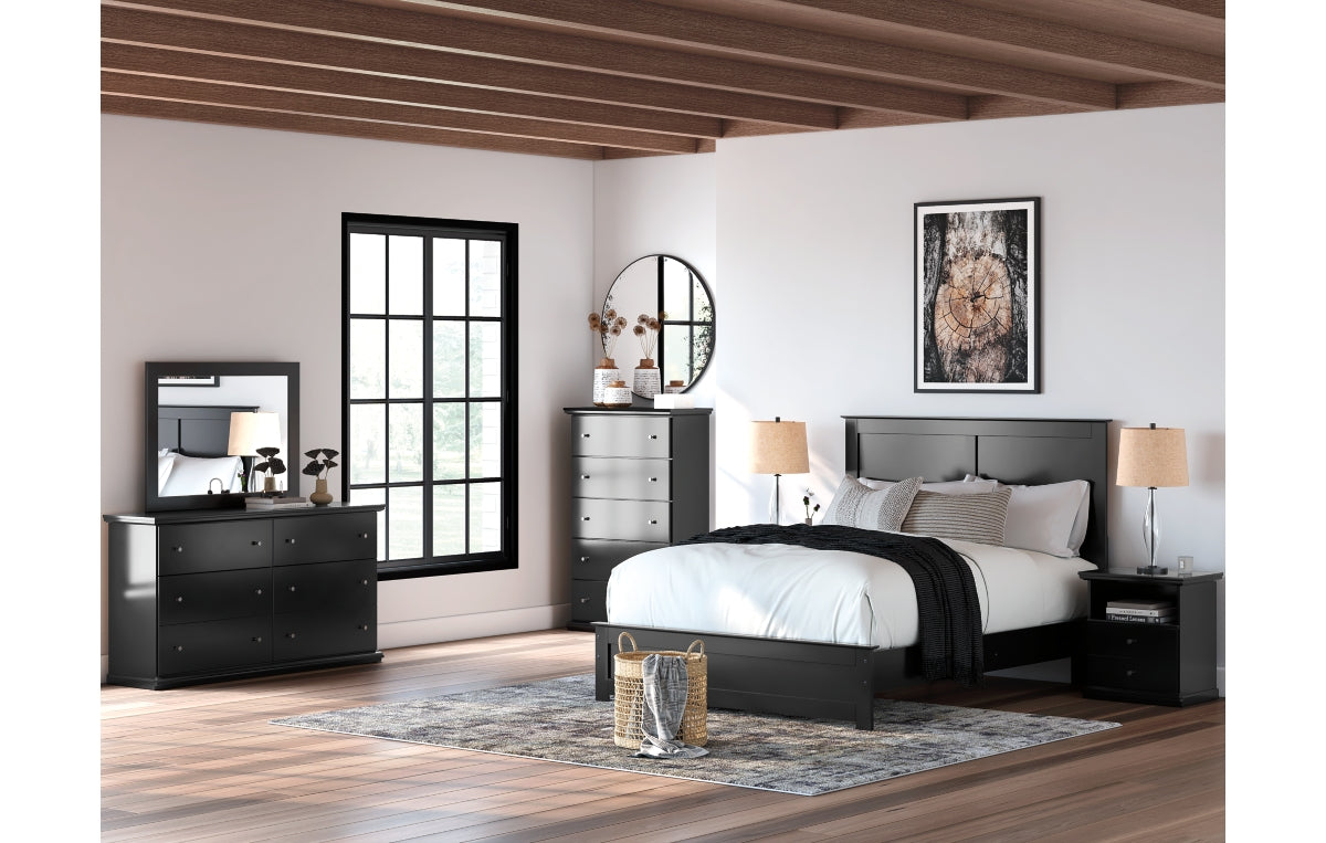 Maribel King Panel Bed with Mirrored Dresser