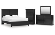 Maribel Queen Panel Bed with Mirrored Dresser and Chest