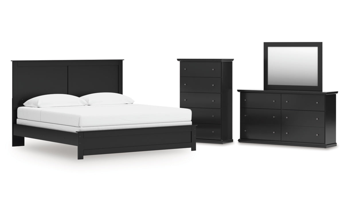 Maribel King Panel Bed, Dresser, Mirror and Chest