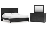 Maribel King Panel Bed with Mirrored Dresser
