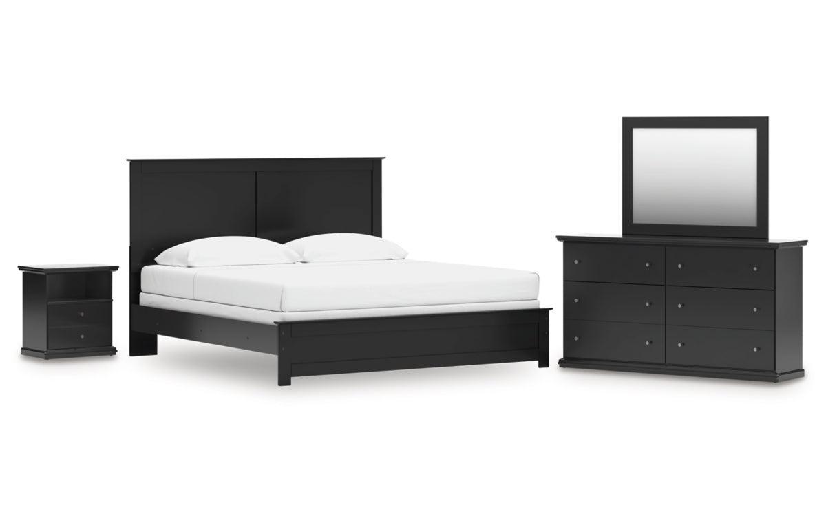 Maribel King Panel Bed, Dresser, Mirror and Nightstand