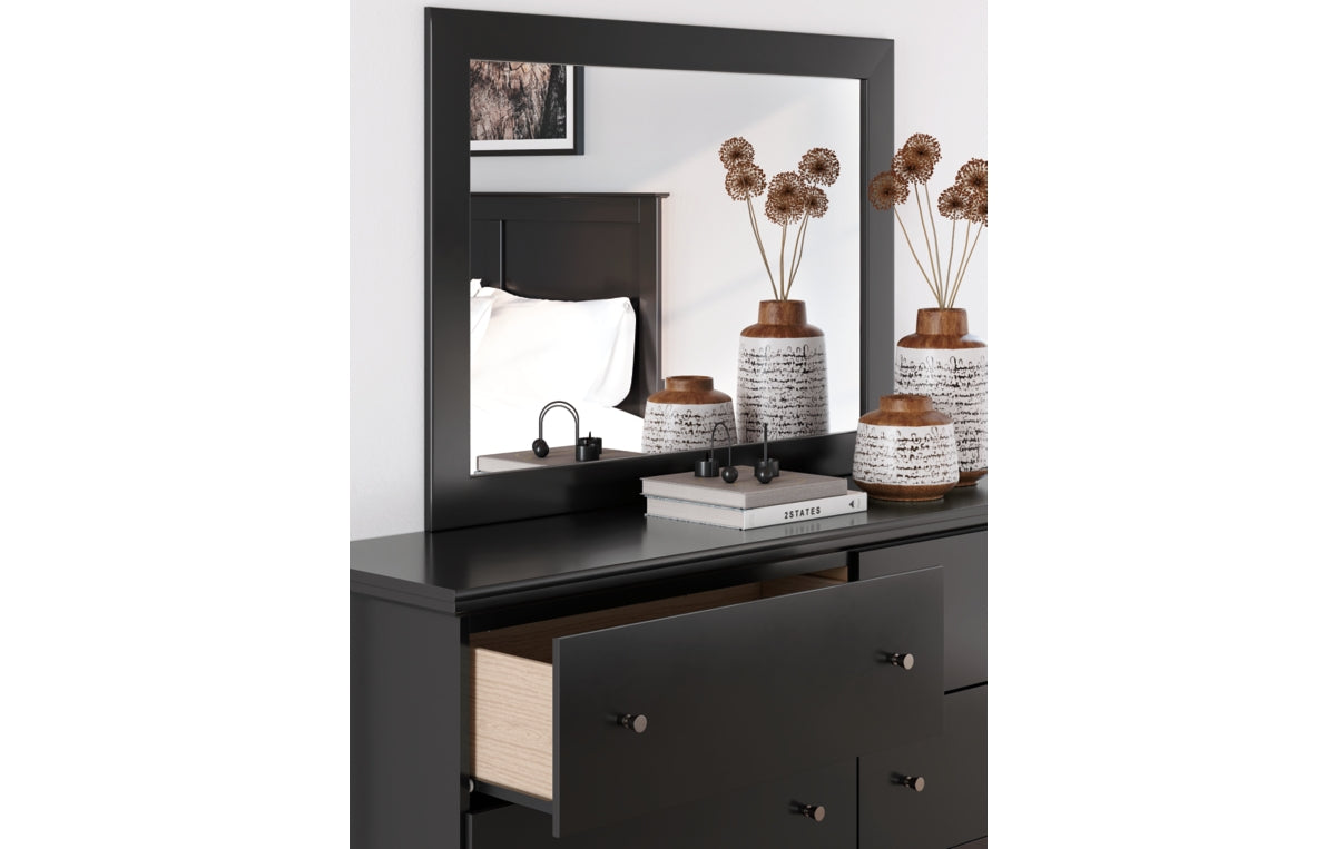 Maribel Twin Panel Bed with Mirrored Dresser, Chest and Nightstand