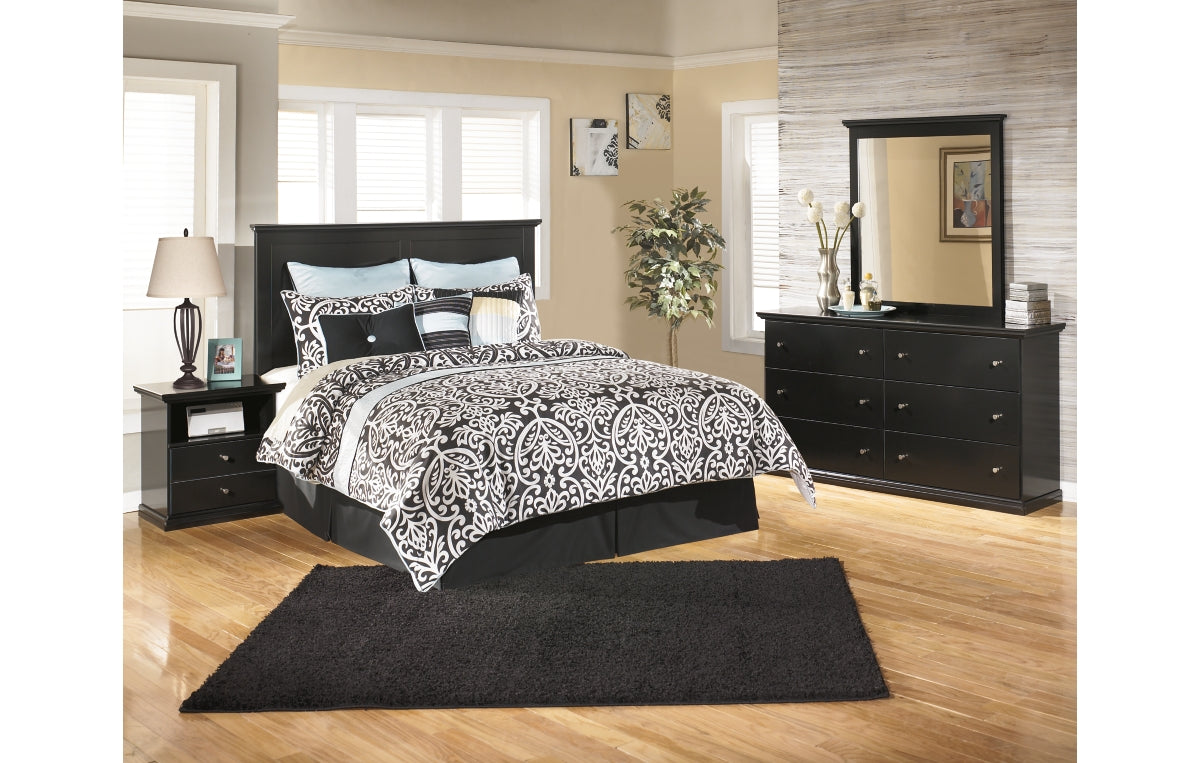 Maribel Queen Panel Bed with Mirrored Dresser and Nightstand