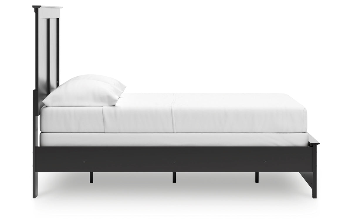 Maribel Full Panel Bed with Mirrored Dresser