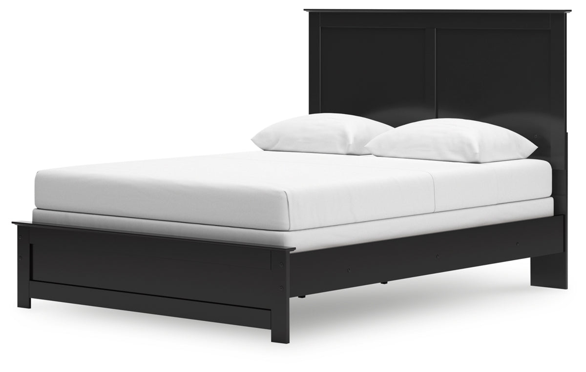 Maribel Queen Panel Bed with Mirrored Dresser and Chest
