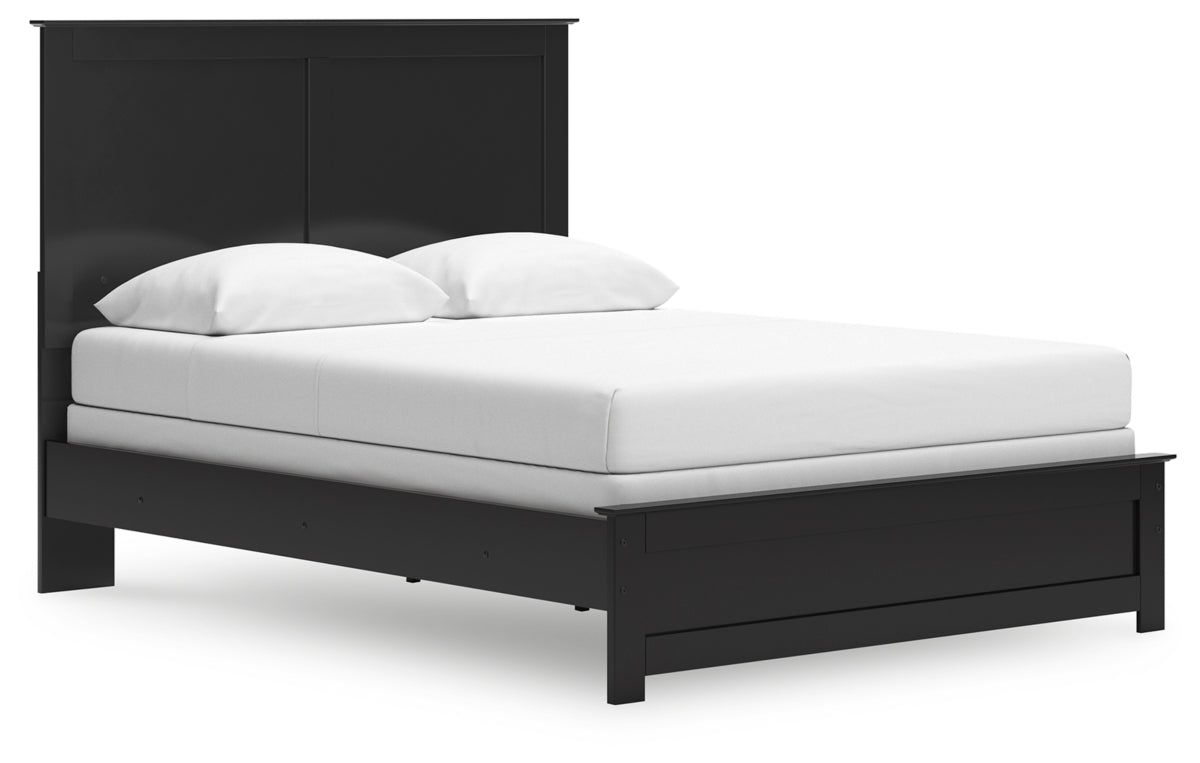 Maribel Queen Panel Bed with Mirrored Dresser and Nightstand