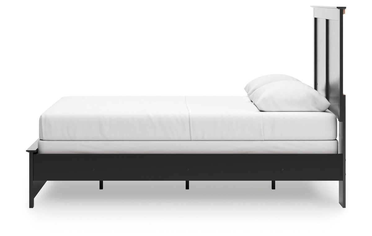 Maribel Queen Panel Bed with Mirrored Dresser and Chest