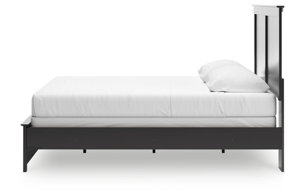 Maribel King Panel Bed with Mirrored Dresser and Chest