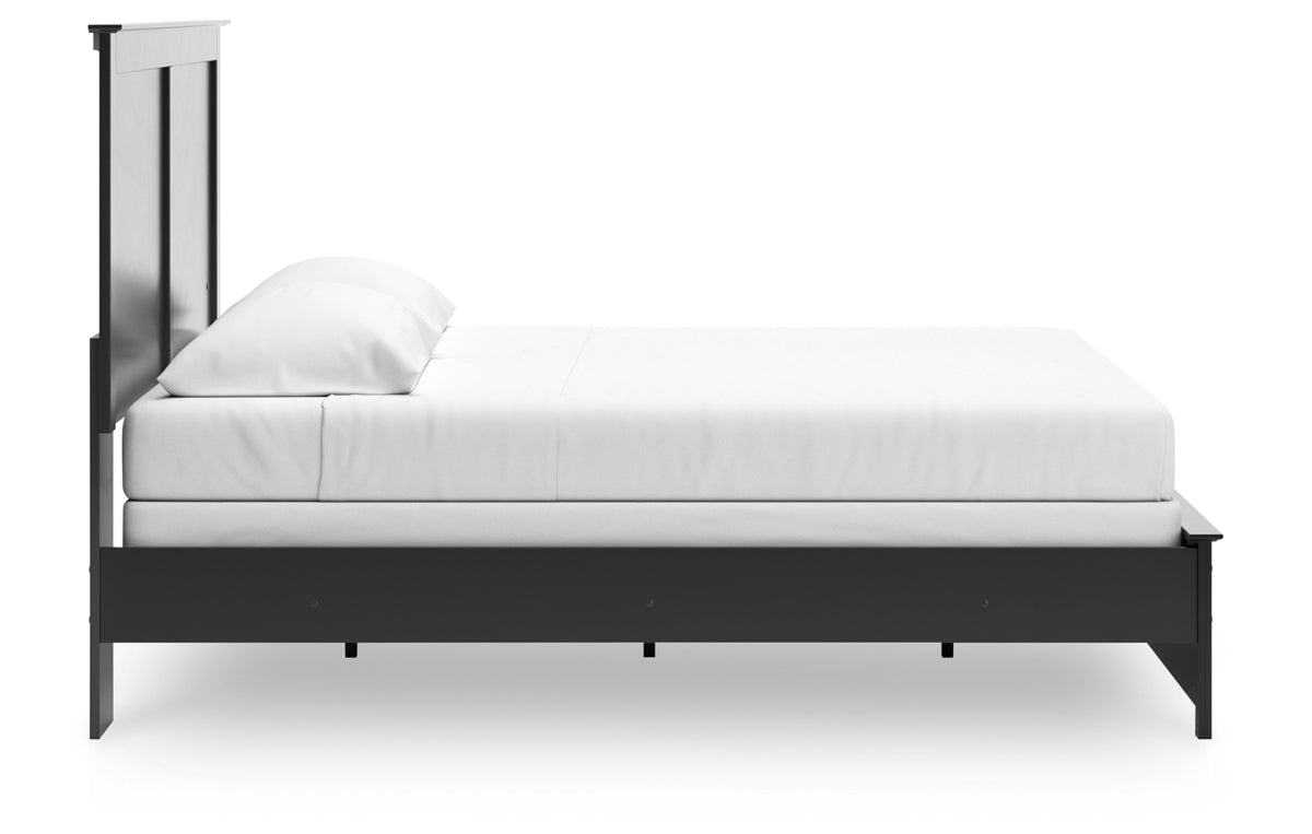 Maribel King Panel Bed with Mirrored Dresser and Chest