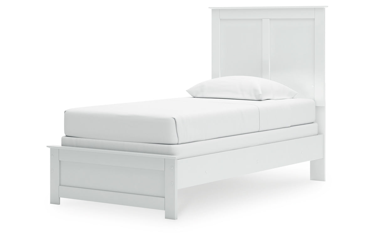 Bostwick Shoals Twin Panel Bed with Mirrored Dresser, Chest and Nightstand