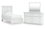 Bostwick Shoals Twin Panel Bed with Mirrored Dresser