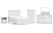 Bostwick Shoals Full Panel Bed with Mirrored Dresser, Chest and Nightstand