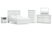 Bostwick Shoals Queen Panel Bed with Mirrored Dresser, Chest and Nightstand