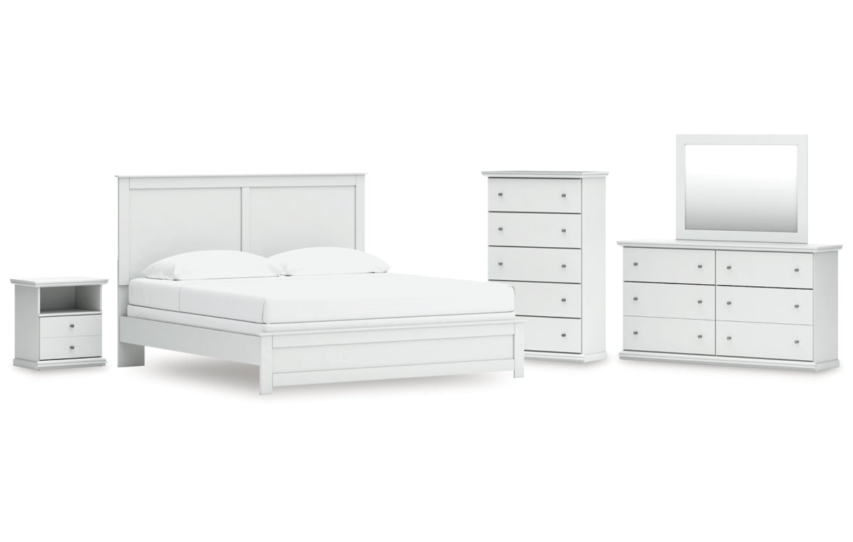 Bostwick Shoals King Panel Bed, Dresser, Mirror, Chest and Nightstand