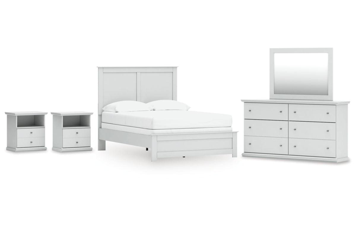 Bostwick Shoals Full Panel Bed with Mirrored Dresser and Nightstand