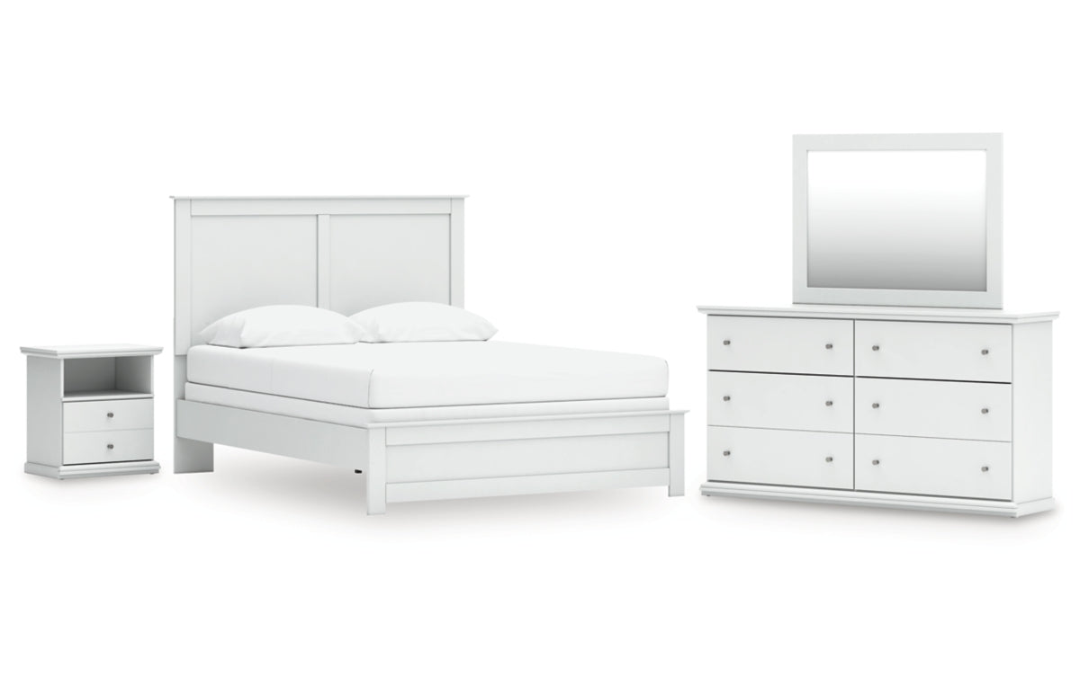 Bostwick Shoals Queen Panel Bed with Mirrored Dresser and Nightstand