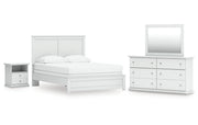 Bostwick Shoals Queen Panel Bed with Mirrored Dresser and Nightstand