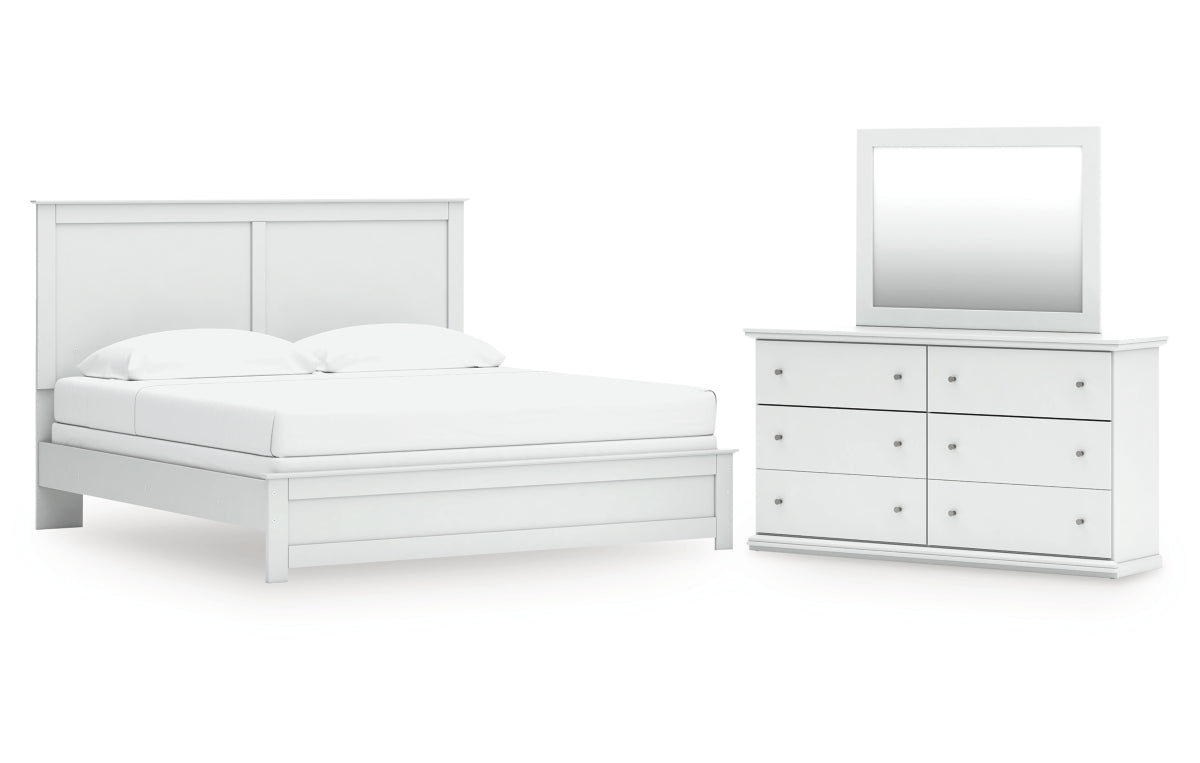 Bostwick Shoals King Panel Bed with Mirrored Dresser
