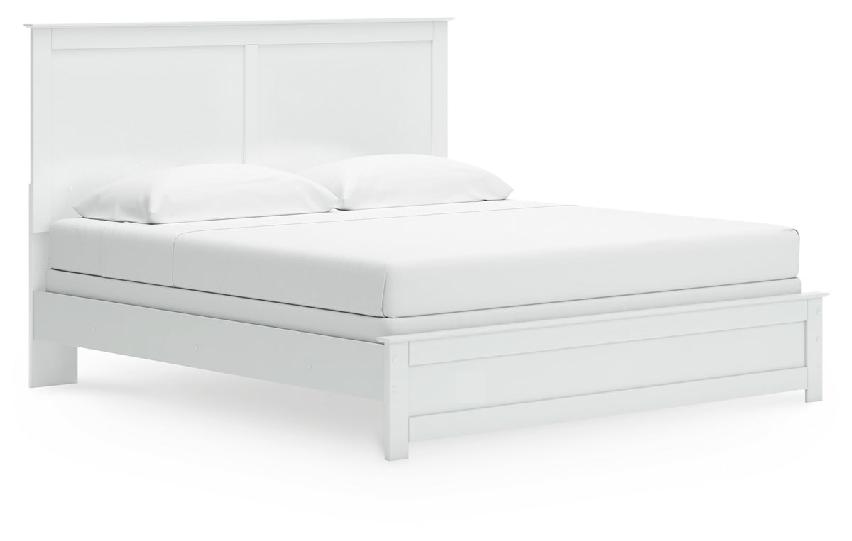 Bostwick Shoals King Panel Bed with Mirrored Dresser and Nightstand