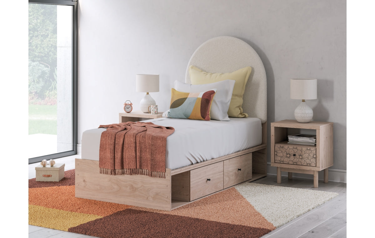 Arloster Twin Upholstered Panel Bed with Storage