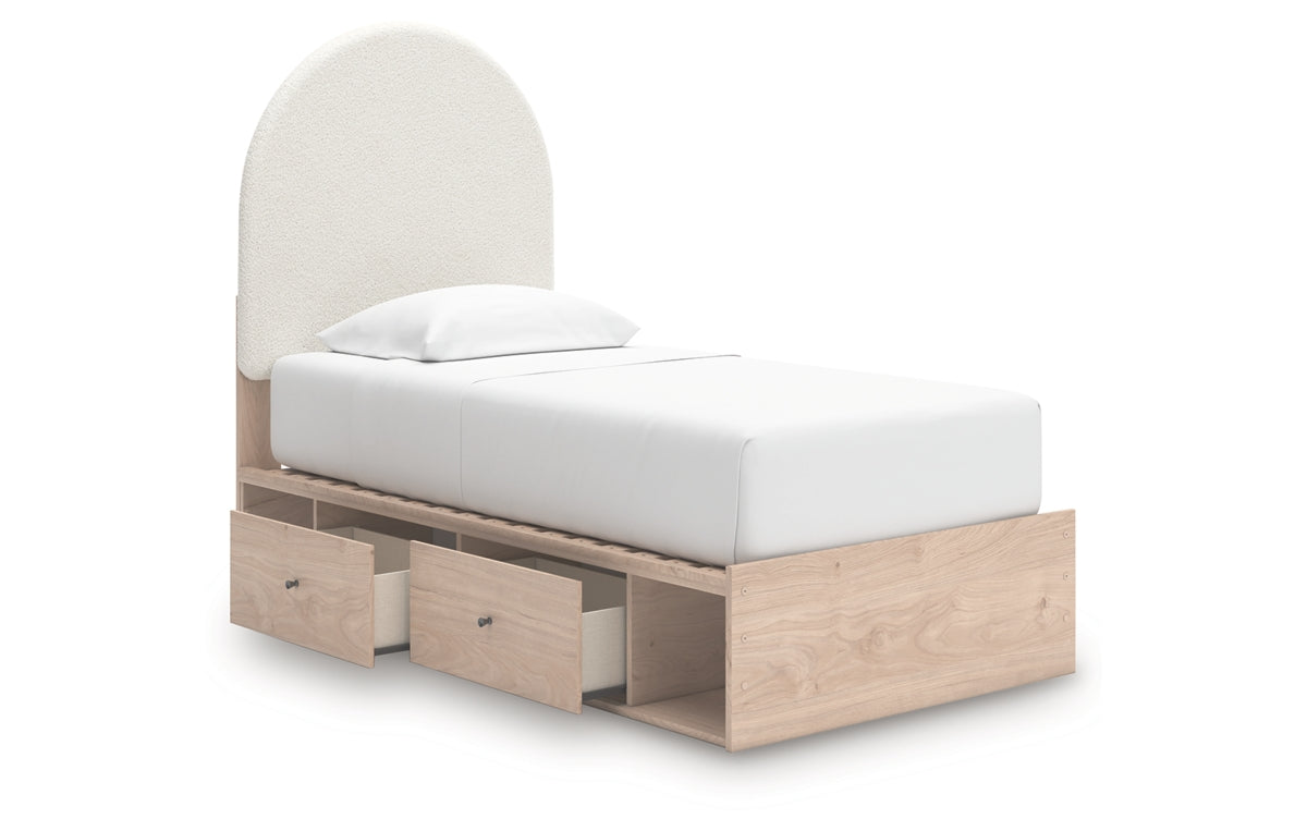 Arloster Twin Upholstered Panel Bed with Storage