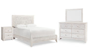 Paxberry Queen Panel Bed with Mirrored Dresser and Nightstand