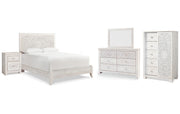 Paxberry Queen Panel Bed with Mirrored Dresser, Chest and Nightstand