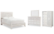 Paxberry Queen Panel Bed with Mirrored Dresser and Chest