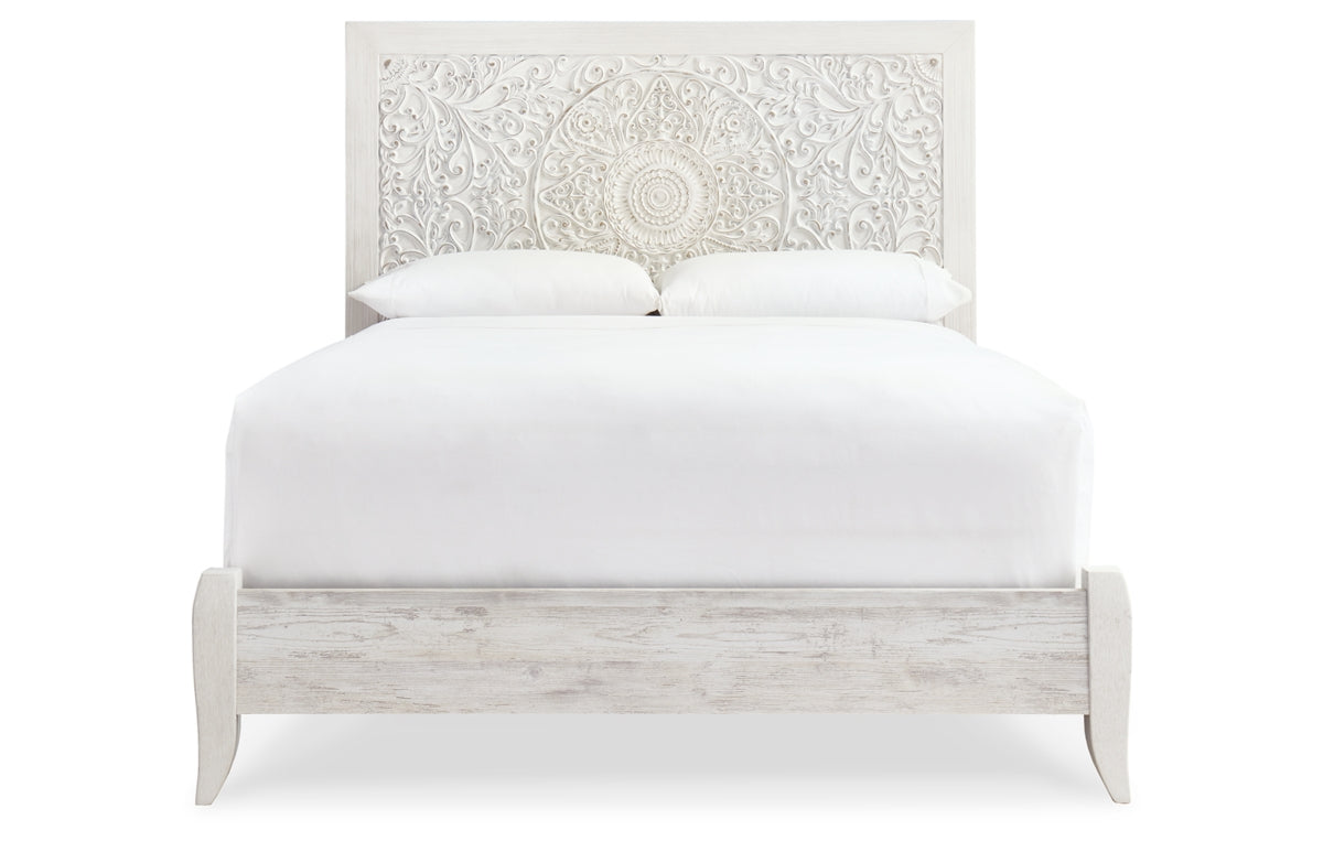 Paxberry Queen Panel Bed with Mirrored Dresser, Chest and Nightstand