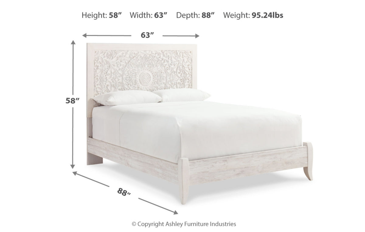 Paxberry Queen Panel Bed with Mirrored Dresser