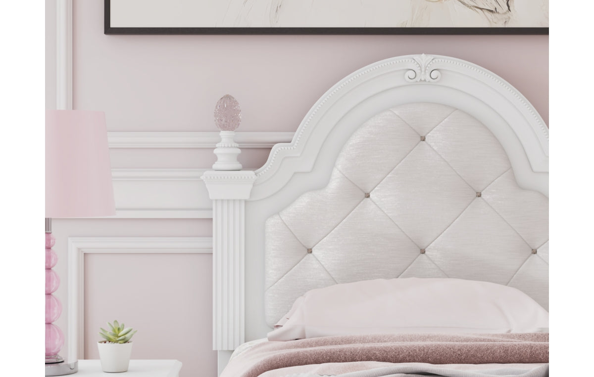 Kozlani Twin Upholstered Panel Storage Bed, Dresser and Mirror