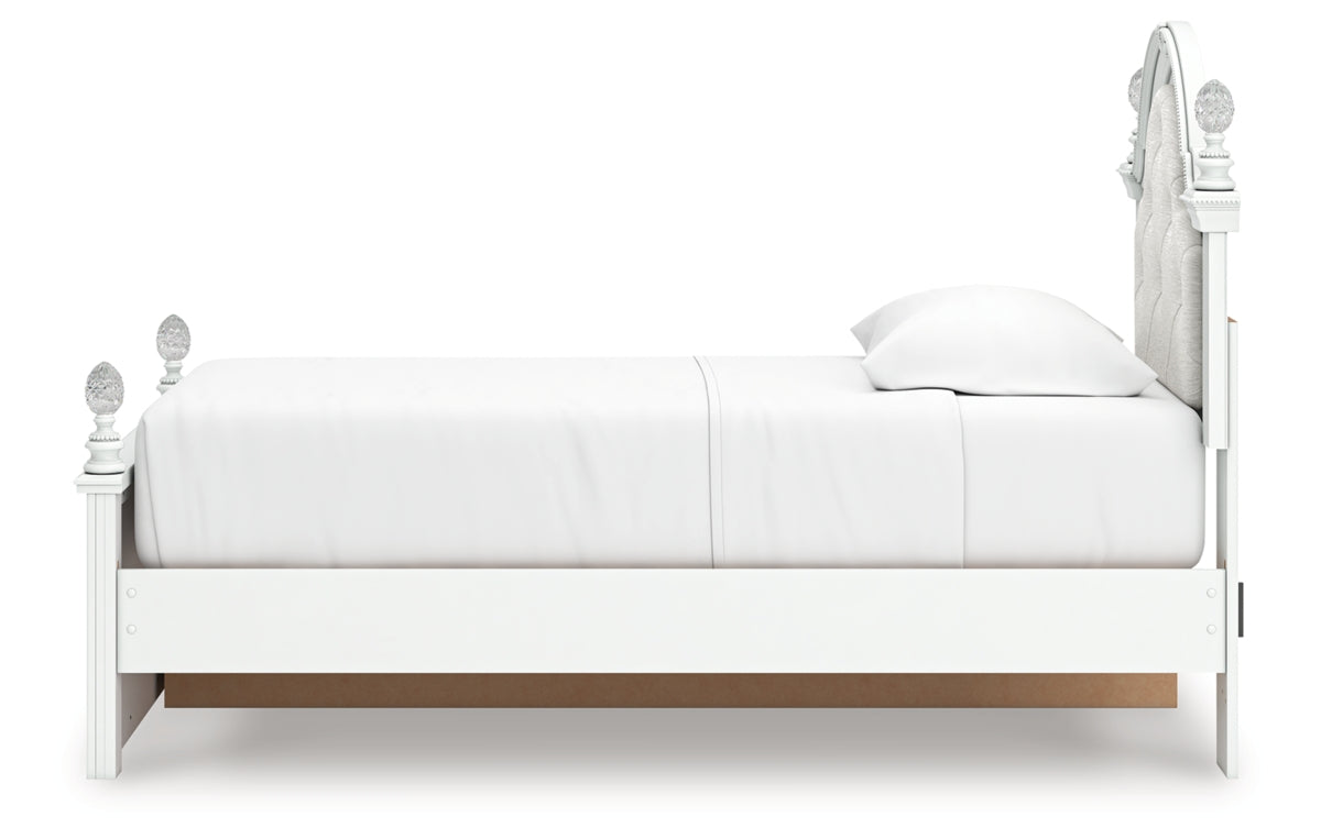 Kozlani Twin Upholstered Panel Storage Bed, Dresser and Mirror