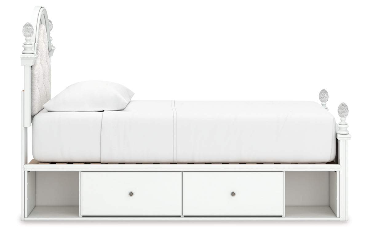Kozlani Twin Upholstered Panel Storage Bed, Dresser, Mirror and Nightstand