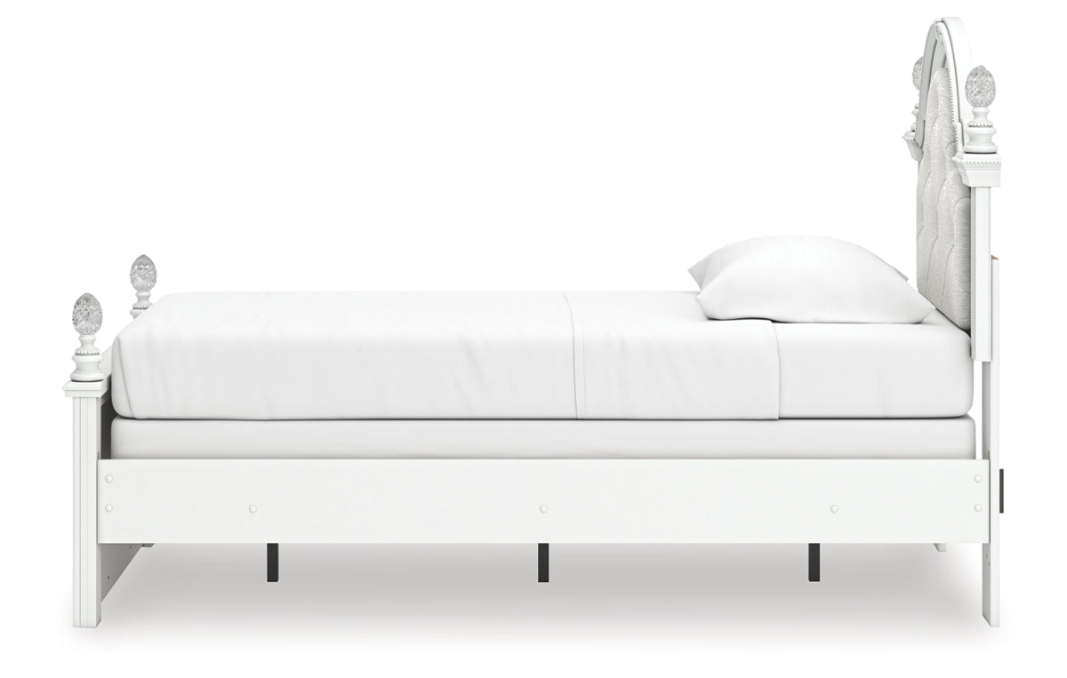 Kozlani Twin Upholstered Panel Bed, Dresser, Mirror and Nightstand