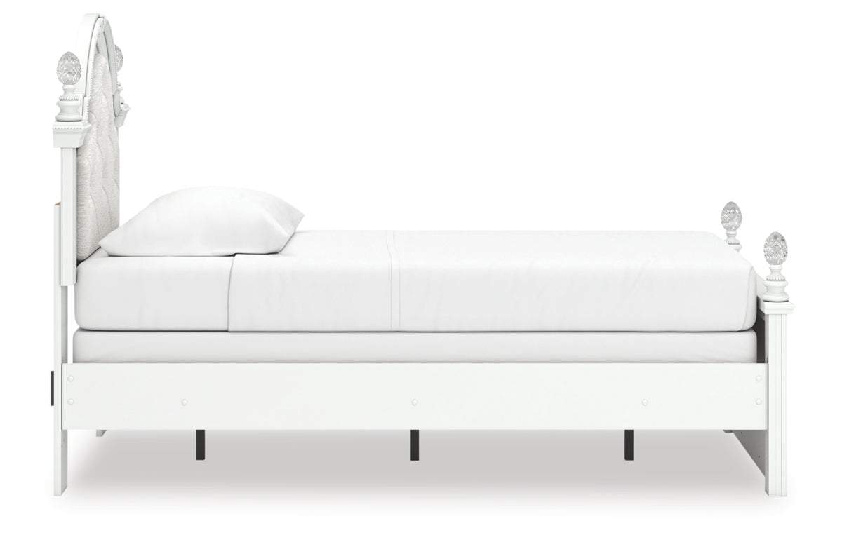 Kozlani Twin Upholstered Panel Bed, Dresser, Mirror and Nightstand