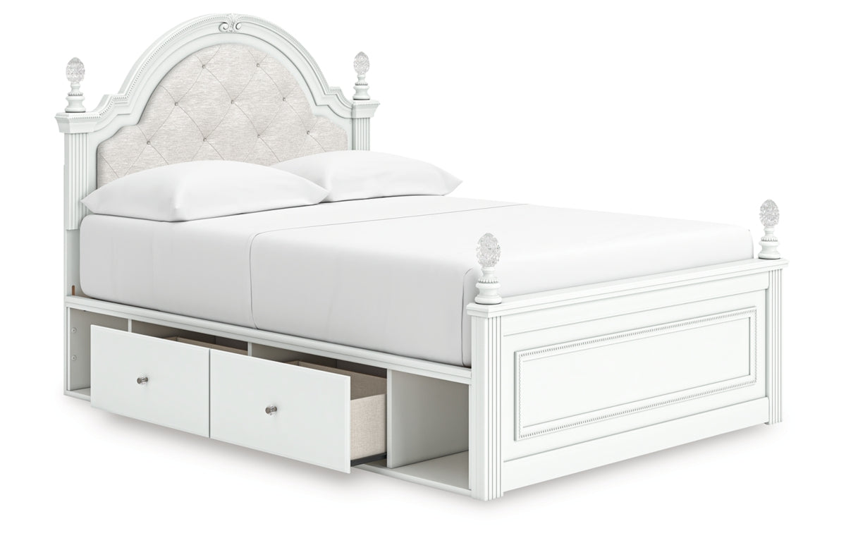 Kozlani Full Upholstered Panel Storage Bed, Dresser, Mirror and Nightstand
