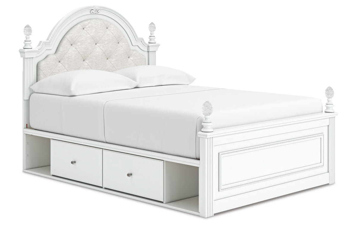 Kozlani Full Upholstered Panel Storage Bed, Dresser, Mirror and Nightstand