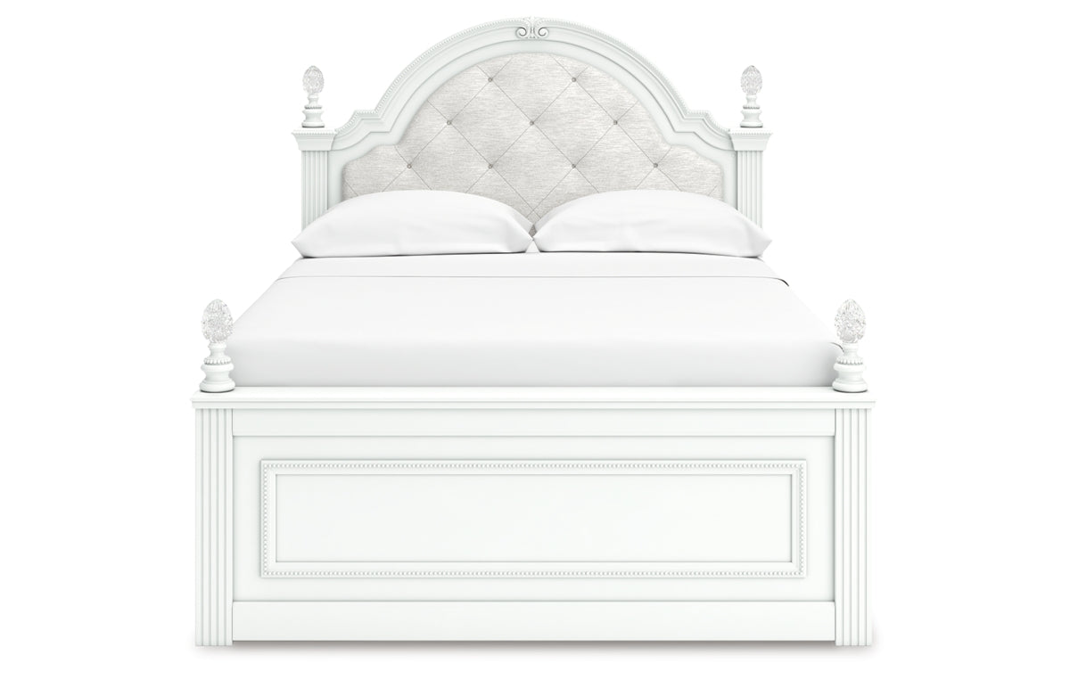 Kozlani Full Upholstered Panel Storage Bed, Dresser and Mirror